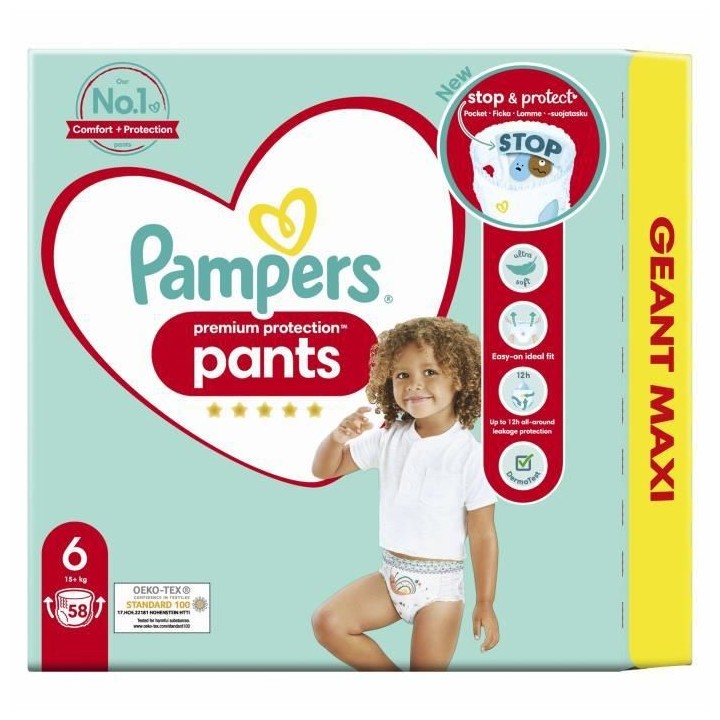 PAMPERS Premium Protection Pants Taille 6 - 58 Couches-culottes
