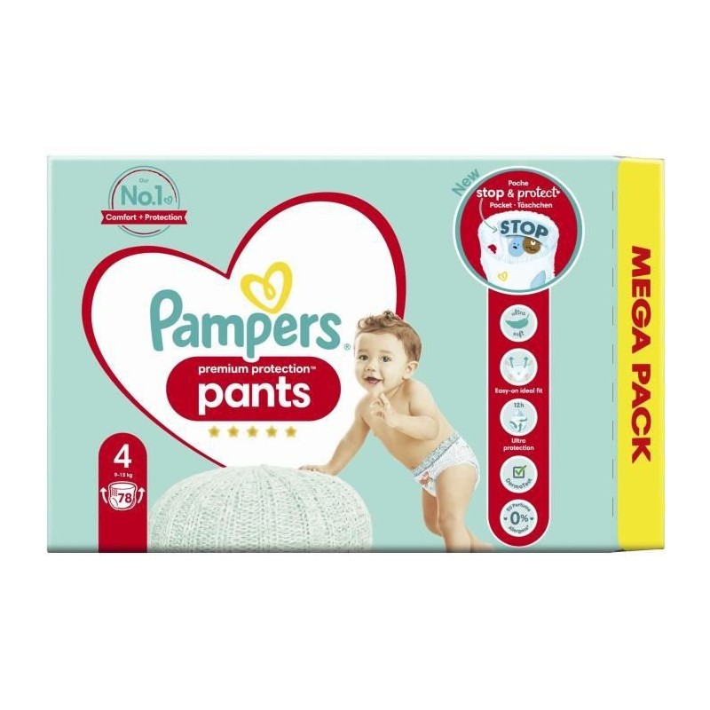 PAMPERS Premium Protection Pants Taille 4 - 78 Couches-culottes