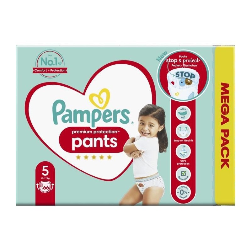 PAMPERS Premium Protection Pants Taille 5 - 66 Couches-culottes