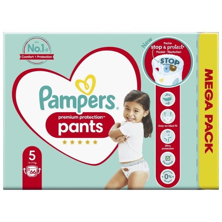 PAMPERS Premium Protection Pants Taille 5 - 66 Couches-culottes