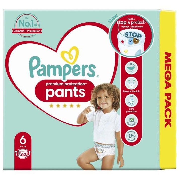 PAMPERS Premium Protection Pants Taille 6 - 62 Couches-culottes