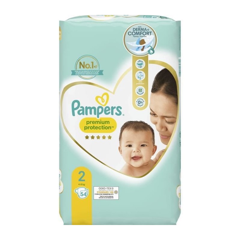 PAMPERS Premium Protection Taille 2 - 54 Couches