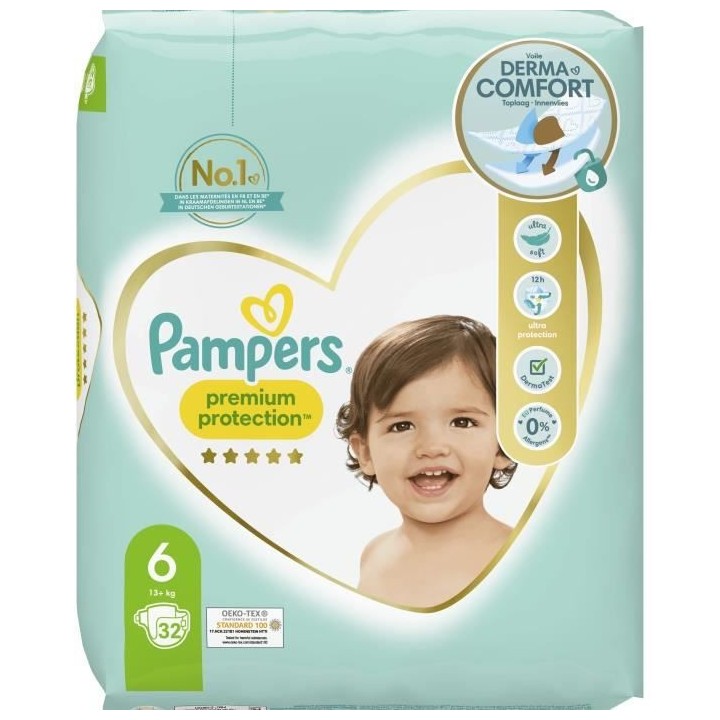 PAMPERS Premium Protection Taille 6 - 32 Couches