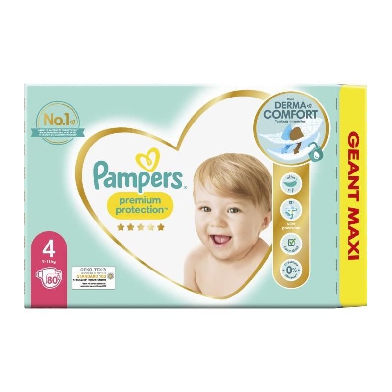 PAMPERS Premium Protection Taille 4 - 80 Couches