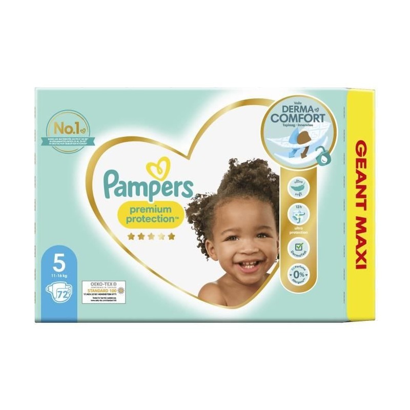 PAMPERS Premium Protection Taille 5 - 72 Couches