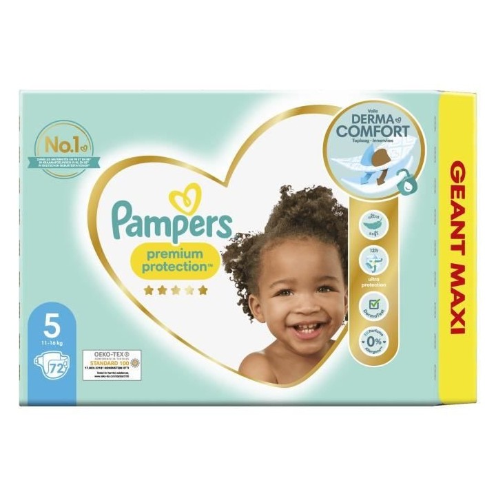 PAMPERS Premium Protection Taille 5 - 72 Couches