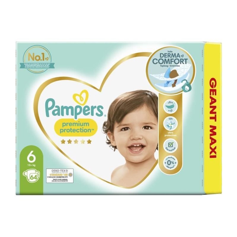 PAMPERS Premium Protection Taille 6 - 64 Couches