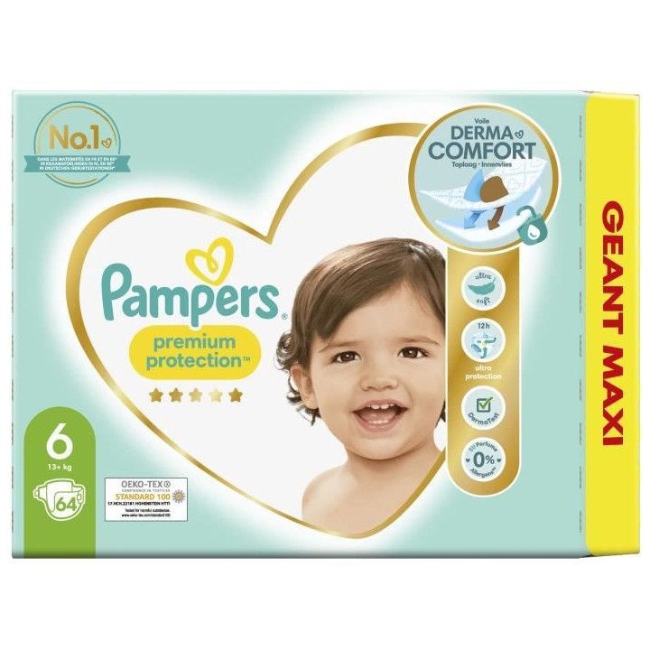 PAMPERS Premium Protection Taille 6 - 64 Couches