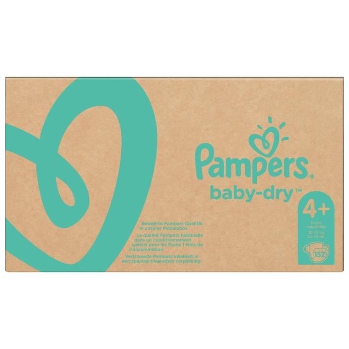 PAMPERS Baby Dry Taille 4+ - 10 a 15kg - 152 couches - Format pack 1 m