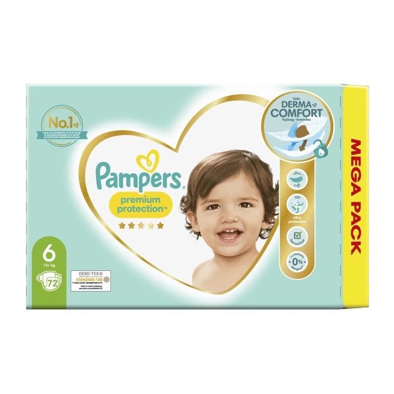 PAMPERS Premium Protection Taille 6 - 72 Couches