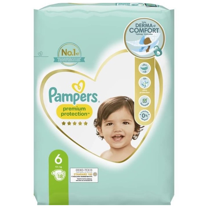 PAMPERS Premium Protection Taille 6 - 18 Couches