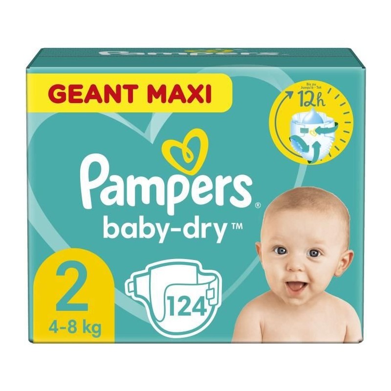 Couches PAMPERS Baby-Dry Taille 2 - x124