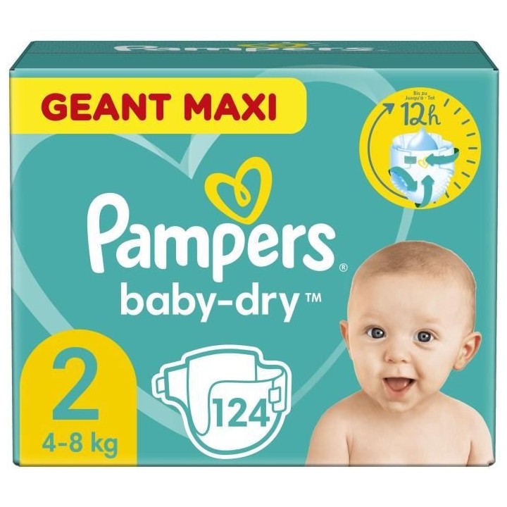 Couches PAMPERS Baby-Dry Taille 2 - x124