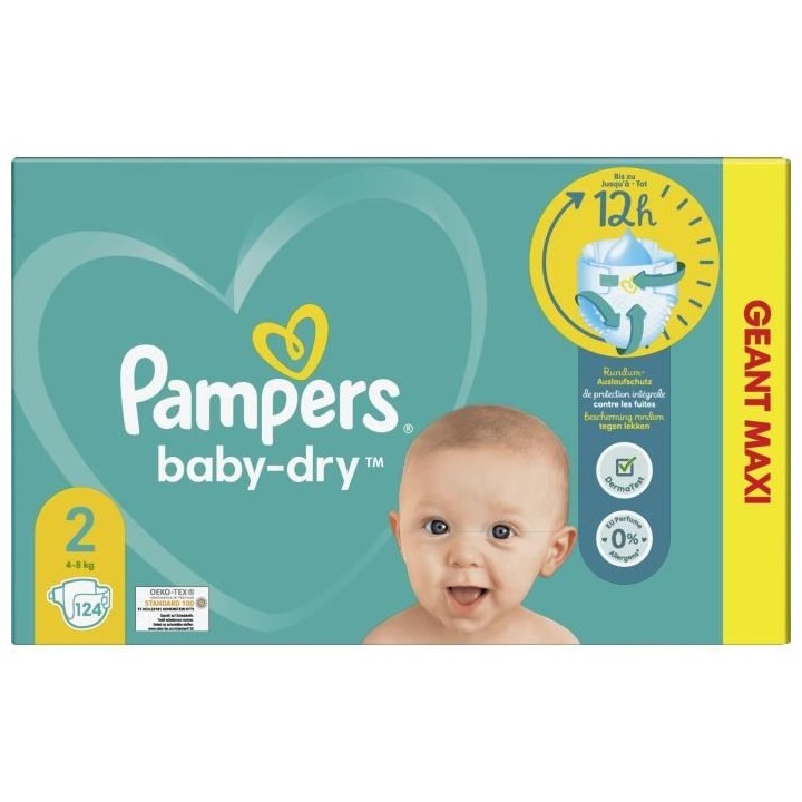 Couches PAMPERS Baby-Dry Taille 2 - x124