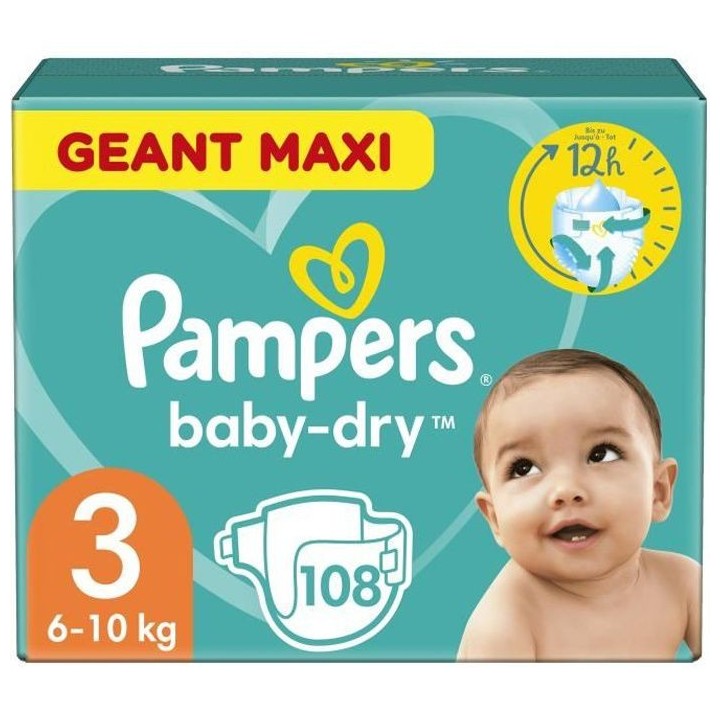 Couches PAMPERS Baby-Dry Taille 3 - x108