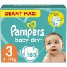 Couches PAMPERS Baby-Dry Taille 3 - x108