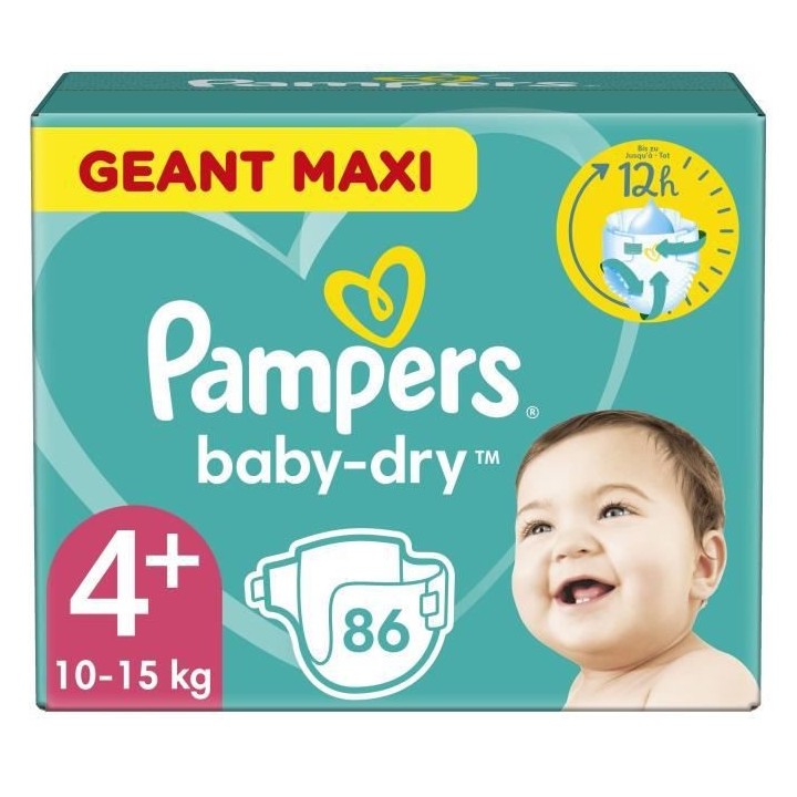 Couches PAMPERS Baby-Dry Taille 4+ - x86