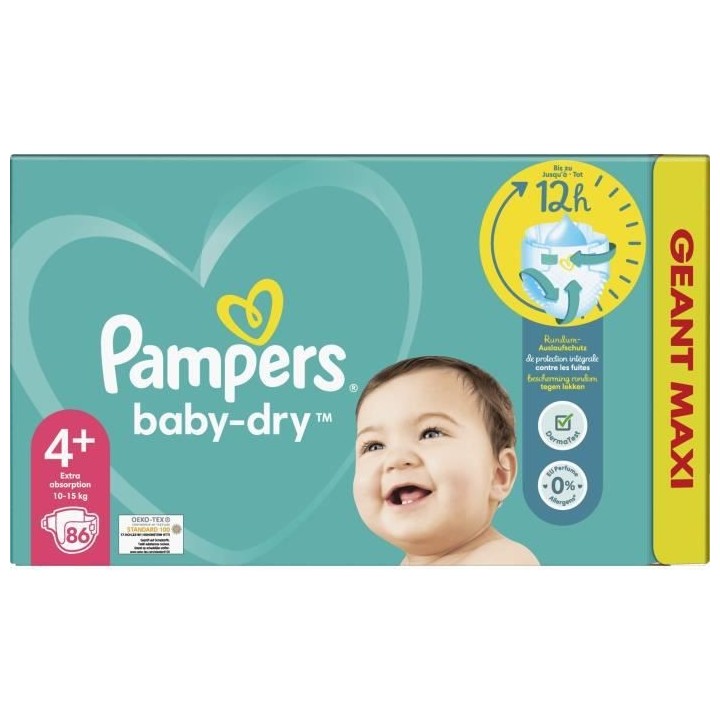 Couches PAMPERS Baby-Dry Taille 4+ - x86