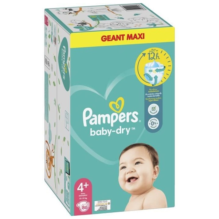 Couches PAMPERS Baby-Dry Taille 4+ - x86