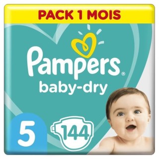 PAMPERS Baby Dry Taille 5 - 11 a 16kg - 144 couches - Format pack 1 mo