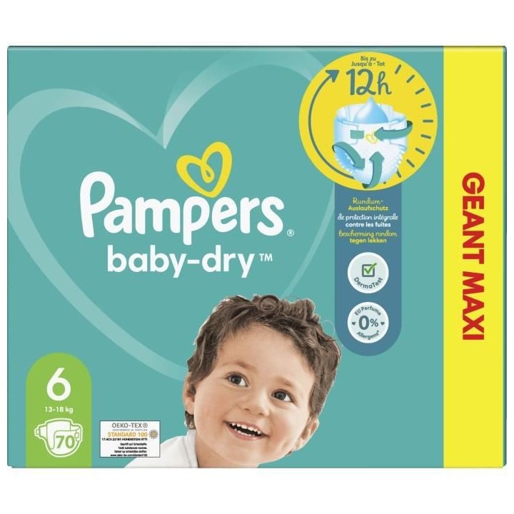 PAMPERS Baby-Dry Taille 6 - 70 Couches