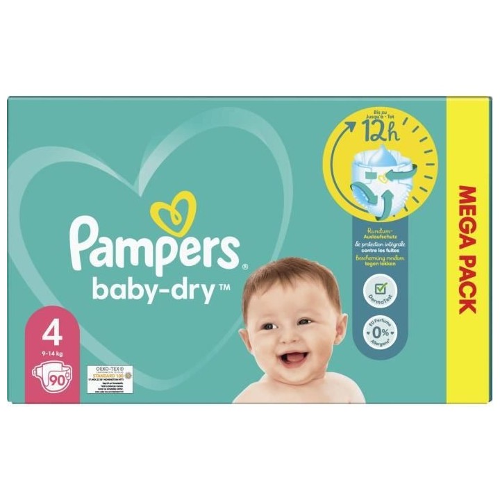 PAMPERS Baby-Dry Taille 4 - 90 Couches