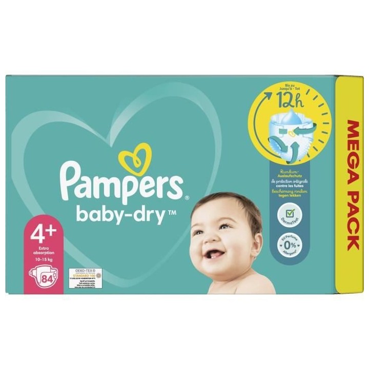PAMPERS Baby-Dry Taille 4+ - 84 Couches