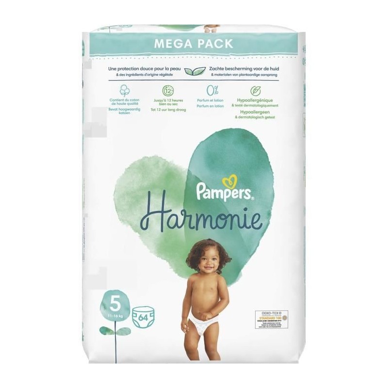 PAMPERS Harmonie Taille 5 - 64 Couches