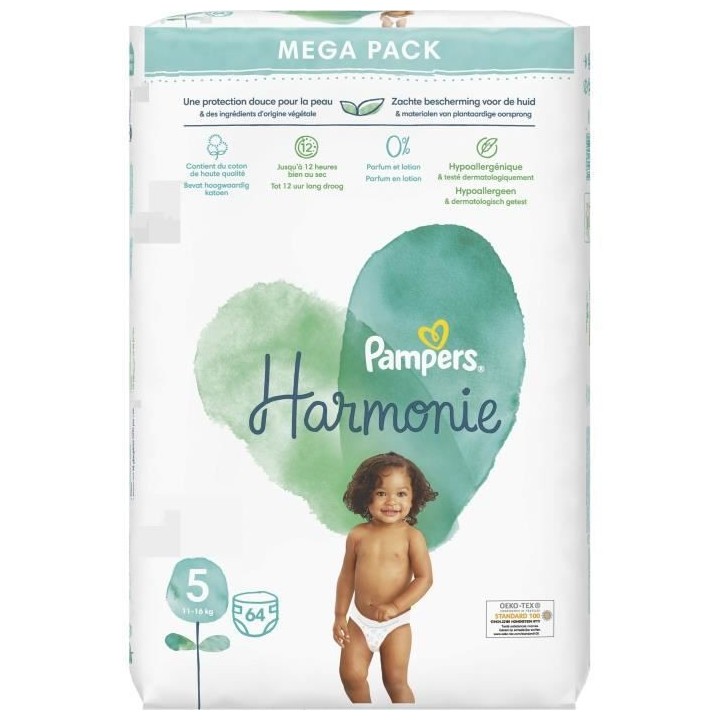 PAMPERS Harmonie Taille 5 - 64 Couches