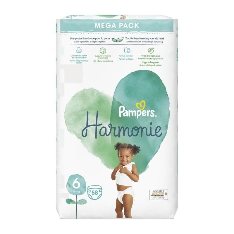 PAMPERS Harmonie Taille 6 - 58 Couches