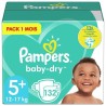 PAMPERS Baby Dry Taille 5+ - 12 a 17kg - 132 couches - Format pack 1 mois