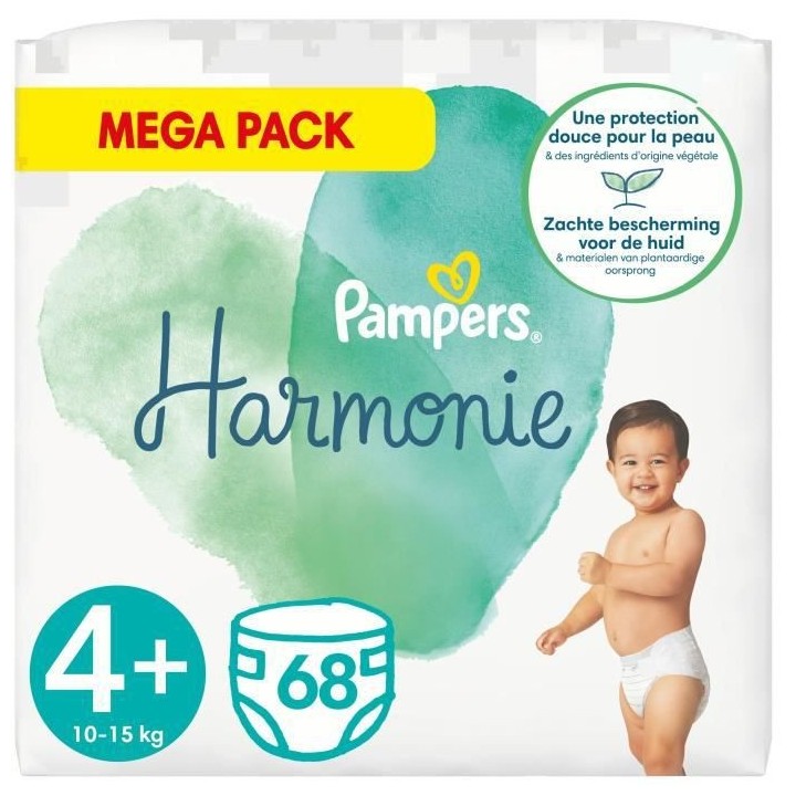 PAMPERS Harmonie Taille 4+ - 68 Couches