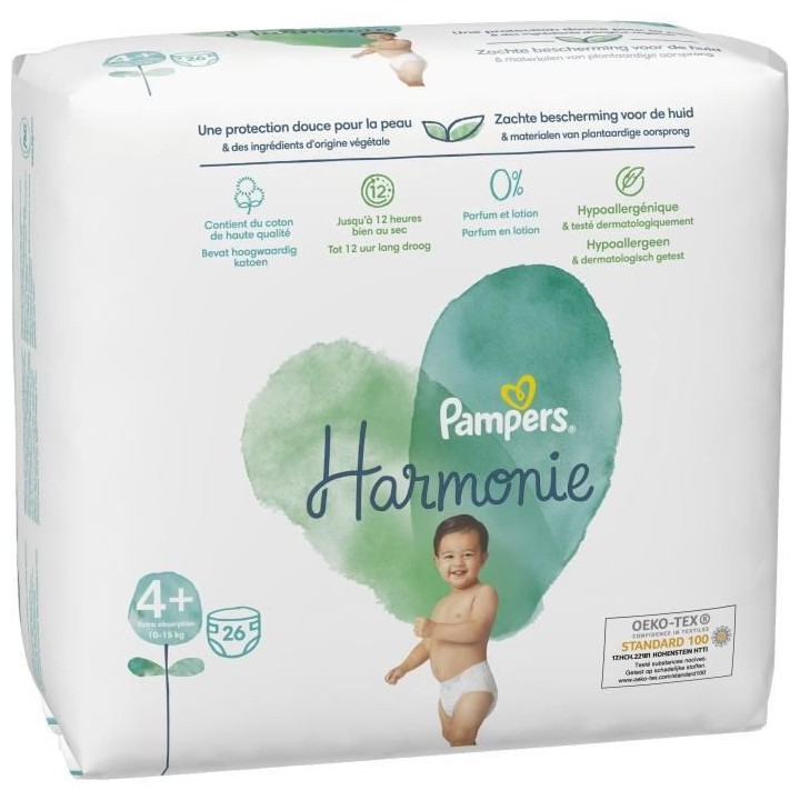 PAMPERS Harmonie Taille 4+ - 26 Couches