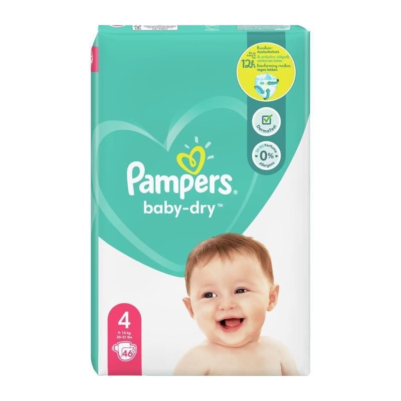 Pampers Baby-Dry Taille 4, 46 Couches