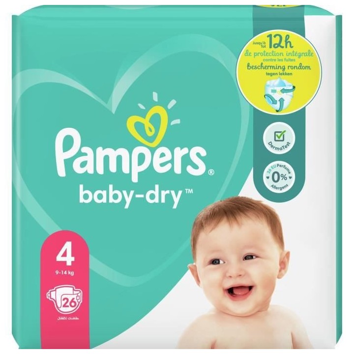 Pampers Baby-Dry Taille 4, 26 Couches
