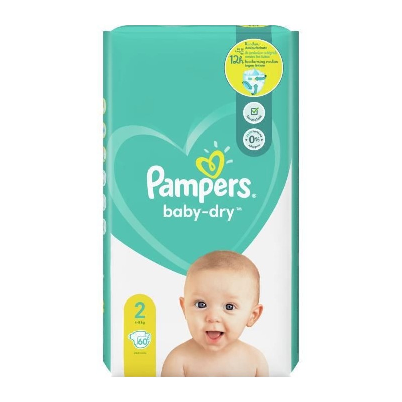 PAMPERS Baby-Dry Taille 2, 60 Couches