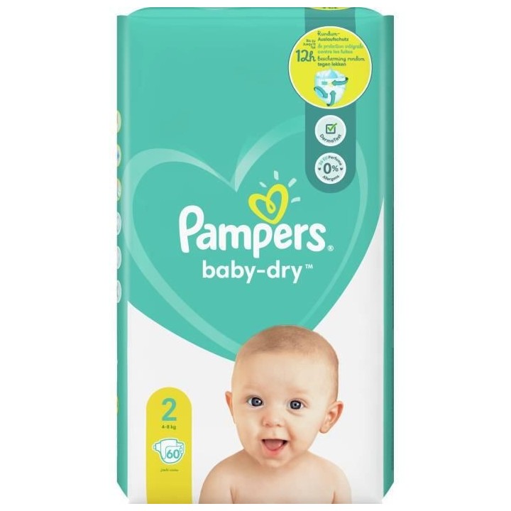 PAMPERS Baby-Dry Taille 2, 60 Couches