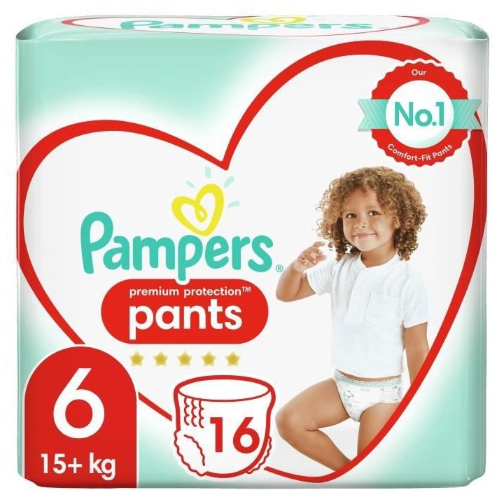 Pampers Premium Protection Pants Couches-culottes 6, 16 Culottes, 15kg