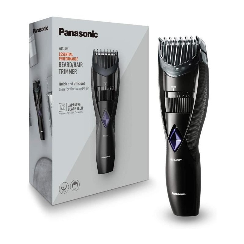 Panasonic - Personalcare ER-GB37-K503 | Tondeuse 2 en 1 - Barbe et cheveux 20 réglages 4 Accessoires 40 min d'autonomie Charge