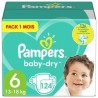 PAMPERS Baby Dry Taille 6 - des 15 kg - 124 couches - Format pack 1 mois