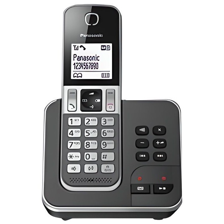 Panasonic KX-TGD320FRG Solo Téléphone Sans Fil Répondeur Noir
