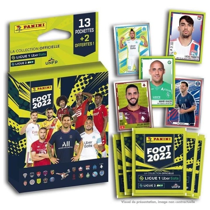 STICKERS FOOT LIGUE 1 2021-22 Blister de 13 Pochettes + 2 Offertes