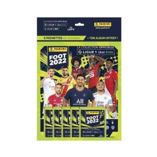 STICKERS FOOT LIGUE 1 2021-22 Pack de 5 Pochettes + 1 Album Offert