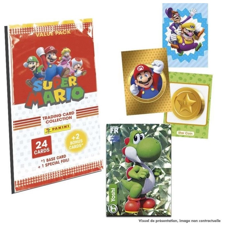 PANINI - Super Mario Trading Cards - Fat Pack De 24 Cartes + 2 Cartes