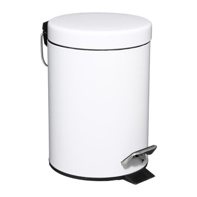 Poubelle en métal - 3 L - H 24,9 cm - Blanc