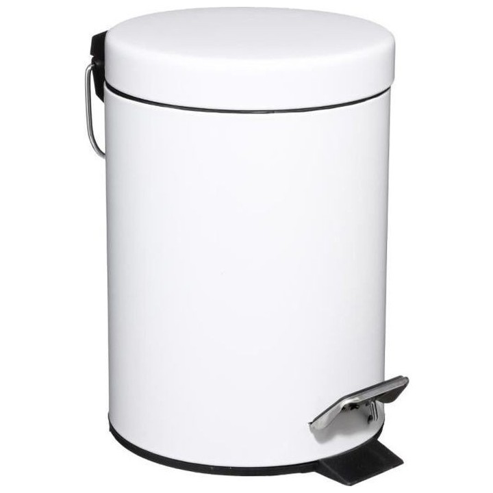 Poubelle en métal - 3 L - H 24,9 cm - Blanc