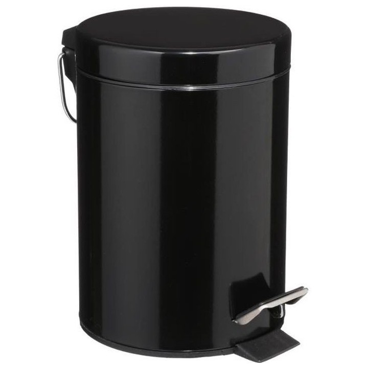 Poubelle en métal - 3 L - H 24,5 cm - Noir