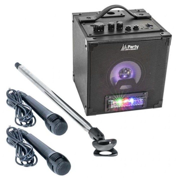 PARTY LIGHT &SOUND Ensemble karaoké avec animation lumineuse, 2 Micro