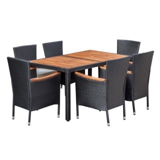 PARIS Ensemble repas de jardin 6 personnes - Table 150x90cm + 6 Fauteu