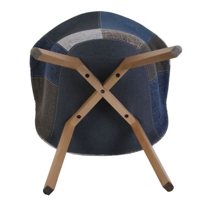 Lot de 2 fauteuils - Bleu gris - L 59 x 85 x P 64.5 cm - PATCHWORK